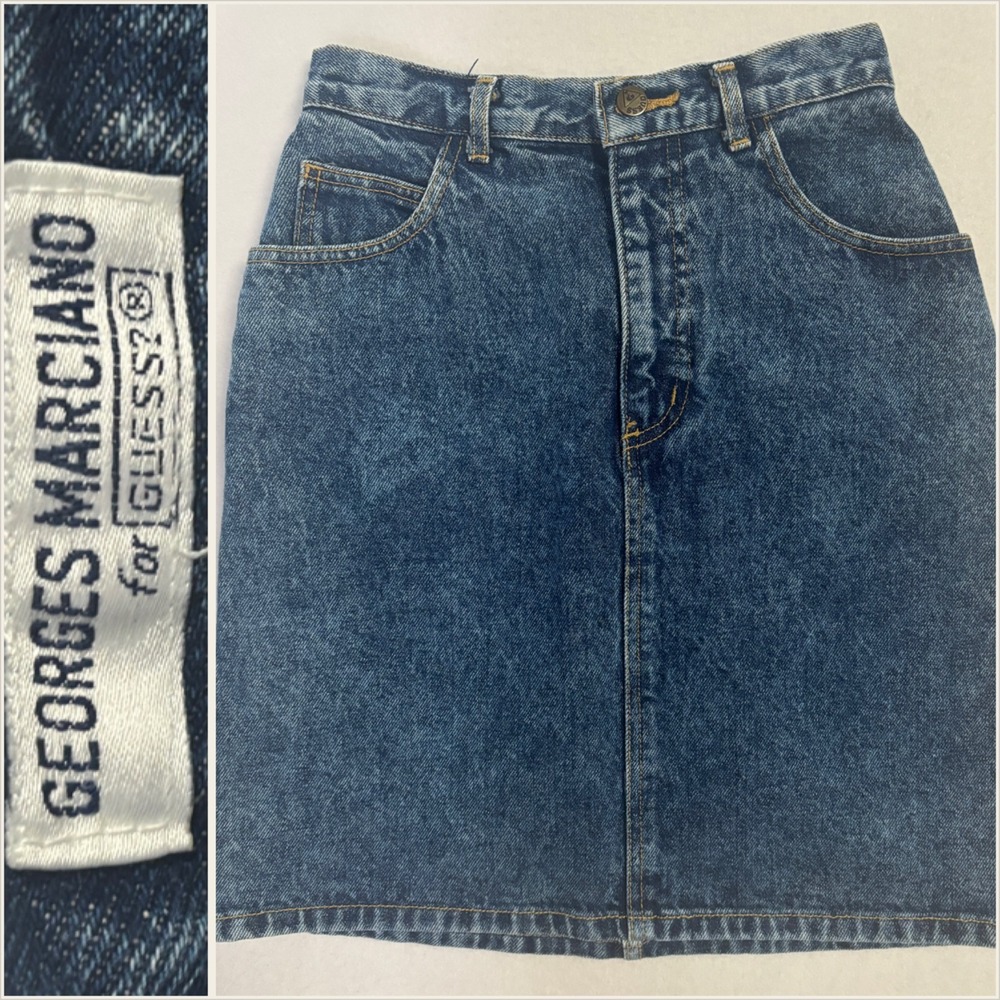 Georges Marciano for Guess Denim Skirt Womens 28 Blue Excellent Vintage Mini USA